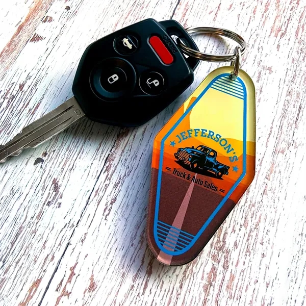 Vintage motel/hotel key tag with 1" split ring.... from ASI 72521 Morris Magnets / Laser Cuts