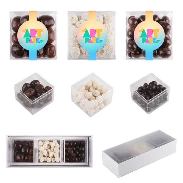 Three clear cubes filled with premium candy and packaged in a... from ASI 61966 HPG / SugarSpot
