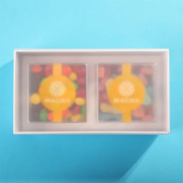 Two clear cubes filled with deluxe candy and packaged in a... from ASI 61966 HPG / SugarSpot