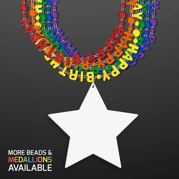 Happy Birthday Party Beads Necklaces with Star Medallion... from ASI 34194 ALightPromos