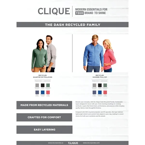 Clique Dash Recycled Mens Hooded Full Zip... from ASI 47965 Cutter & Buck