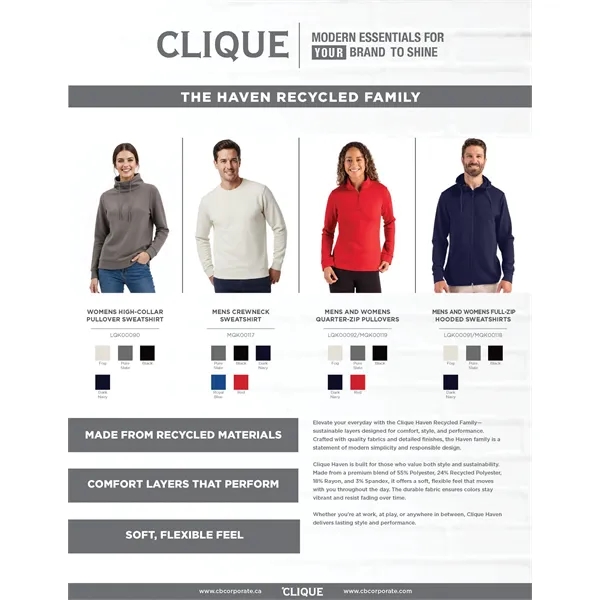 Clique Haven Recycled Womens High Collar Pullover Sweatshirt... from ASI 47965 Cutter & Buck