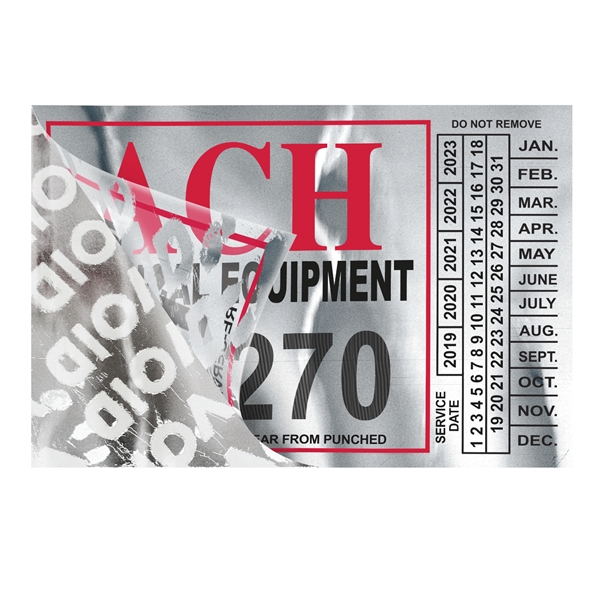 Tamper evident custom decal that protects against alterations and theft by... from ASI 56950 Gill Studios Inc / Gill-Line®