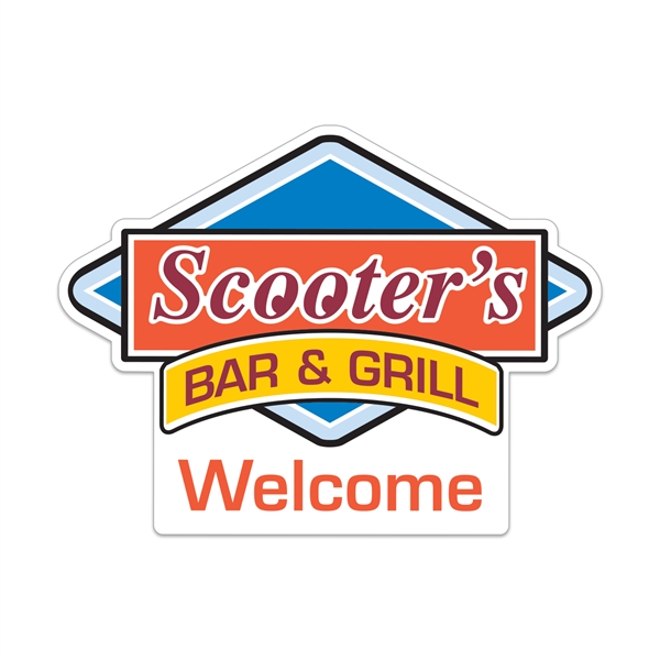 Ultra removable adhesive poly double face window die cut custom decal.... from ASI 56950 Gill Studios Inc / Gill-Line®