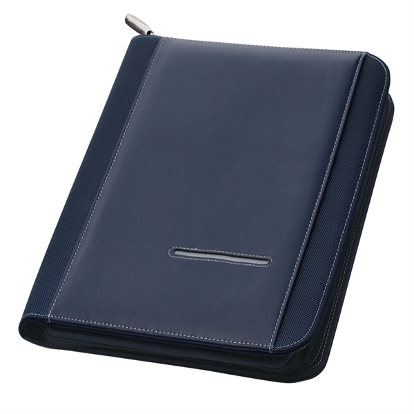 Simulated leather padfolio with accents and zipper.... from ASI 46755 Cosmo Promos