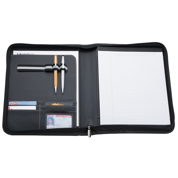 Simulated leather padfolio with accents and zipper.... from ASI 46755 Cosmo Promos
