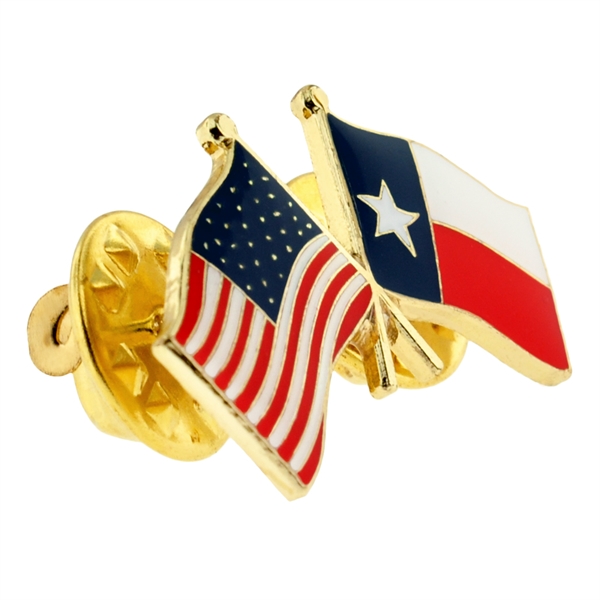 Texas and USA crossed flag pin with double clutch backing.... from ASI 47150 ZZ DROPPED - Creative House / Creative House