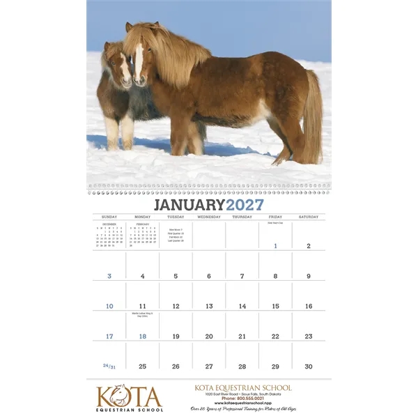 11 x 19 2024 Horse calendar on #70 paper with UV-coated... from ASI 40480 Koozie Group / Norwood Triumph Calendar