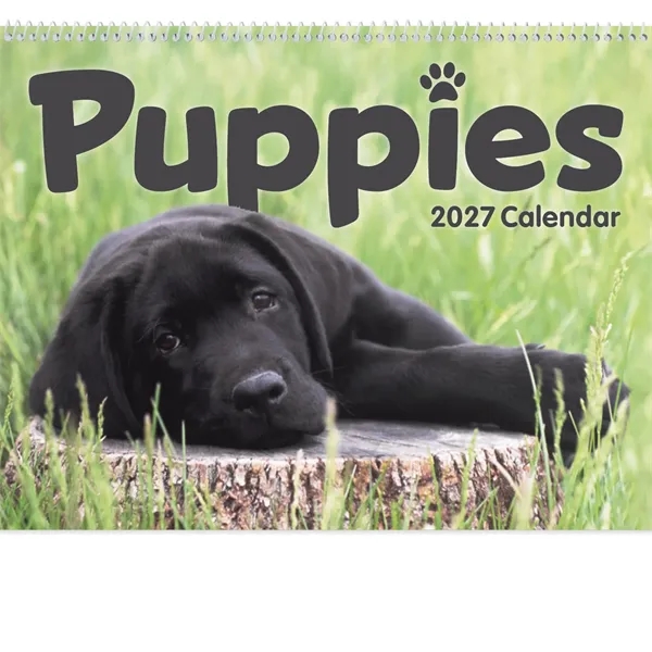 11 x 19 2024 Puppies calendar on 70# glossy paper with... from ASI 40480 Koozie Group / Norwood Triumph Calendar