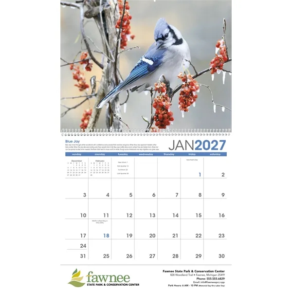 11 x 19 2024 Birds calendar on 70# paper with UV-coated... from ASI 40480 Koozie Group / Norwood Triumph Calendar