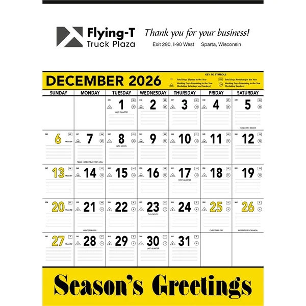 Triumph® Calendars Yellow & Black Contractor Memo... from ASI 40480 Koozie Group / Norwood Triumph Calendar