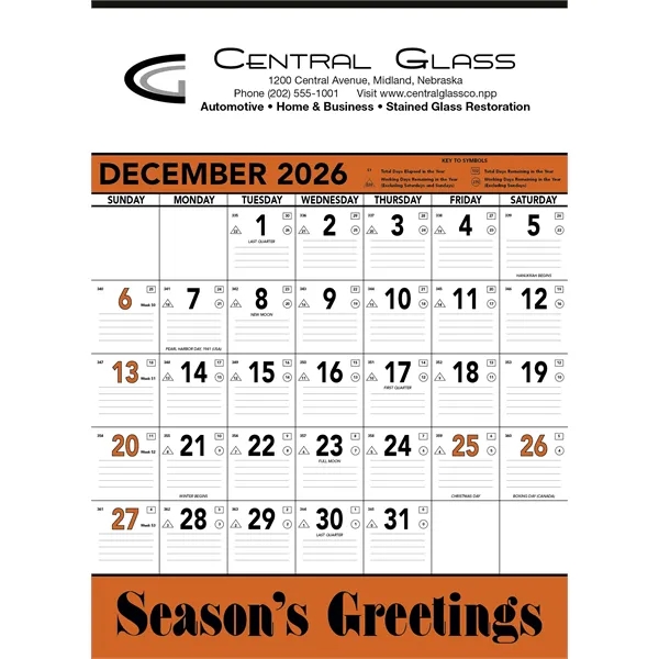 Triumph® Calendars Orange & Black Contractor Memo... from ASI 40480 Koozie Group / Norwood Triumph Calendar