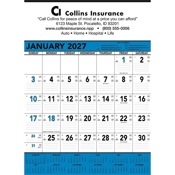 Triumph® Calendars Blue & Black Contractor Memo... from ASI 40480 Koozie Group / Norwood Triumph Calendar