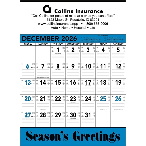 Triumph® Calendars Blue & Black Contractor Memo... from ASI 40480 Koozie Group / Norwood Triumph Calendar