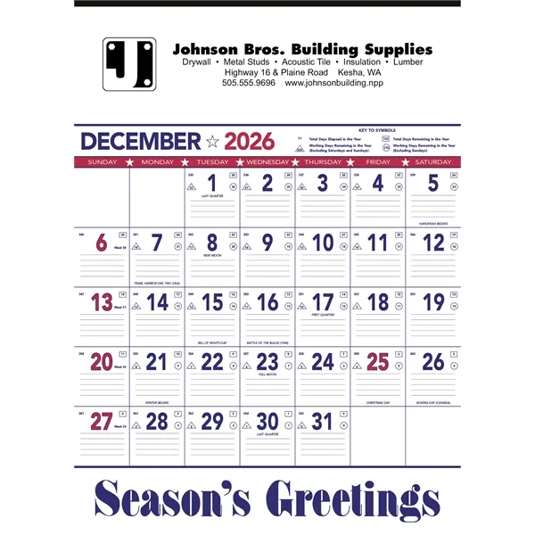 Triumph® Calendars Patriotic Contractor Memo... from ASI 40480 Koozie Group / Norwood Triumph Calendar