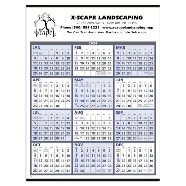2024 Span-A-Year 22 x 29 wall calendar with blue and gray... from ASI 40480 Koozie Group / Norwood Triumph Calendar