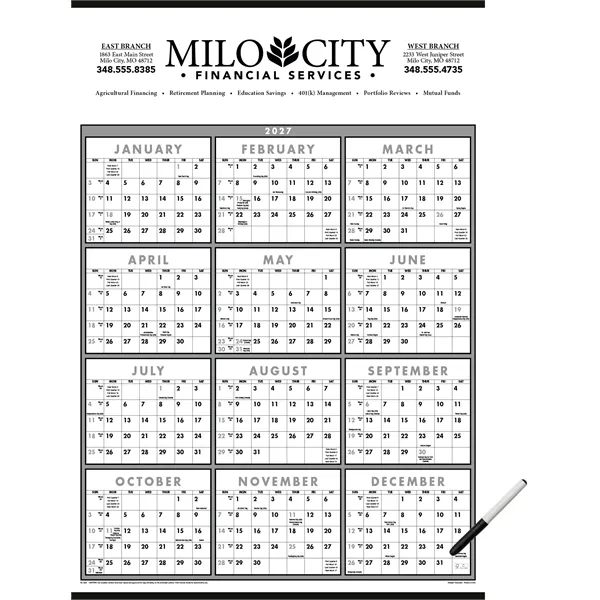 Black & White Span-A-Year Laminated w/Marker... from ASI 40480 Koozie Group