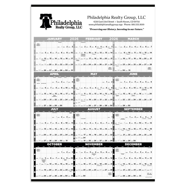 Black & White Time Management Span-A-Year Non-Laminated... from ASI 40480 Koozie Group