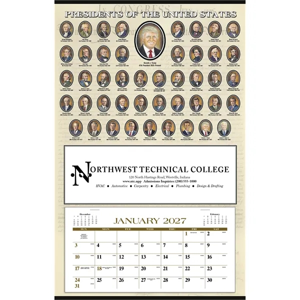 Presidents Hanger 12-Month... from ASI 40480 Koozie Group / Norwood Triumph Calendar