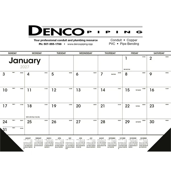 Black & White Desk Pad with Vinyl Corners... from ASI 40480 Koozie Group / Norwood Triumph Calendar