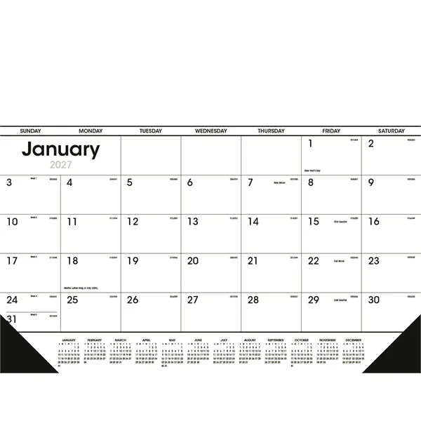 Black & White Desk Pad with Vinyl Corners... from ASI 40480 Koozie Group / Norwood Triumph Calendar