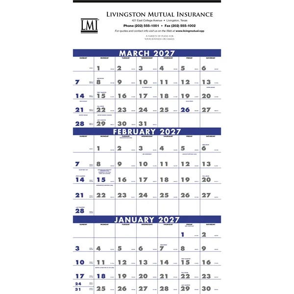 3-Month Planner (4-Sheet)... from ASI 40480 Koozie Group / Norwood Triumph Calendar