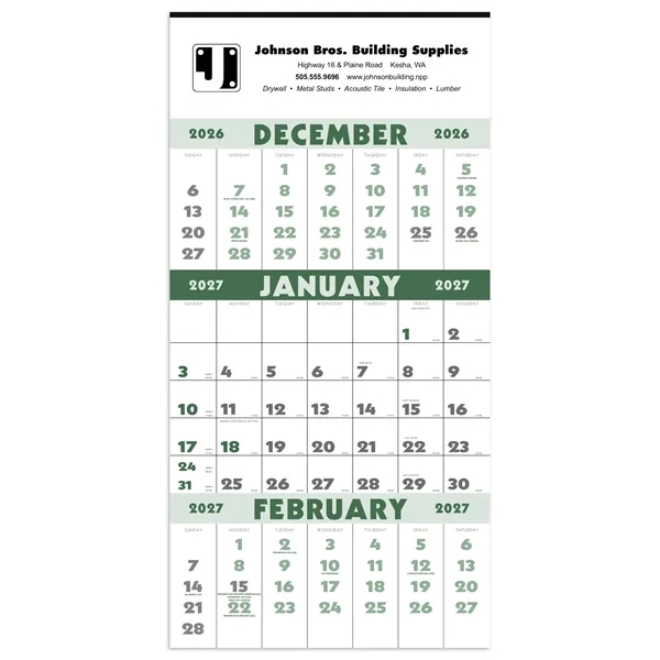 3-Month Planner (12 Sheet)... from ASI 40480 Koozie Group / Norwood Triumph Calendar