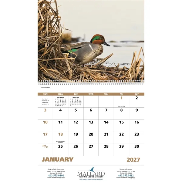 11 x 19 2024 Waterfowl 13-month spiral bound calendar on 60#... from ASI 40480 Koozie Group / Norwood Triumph Calendar