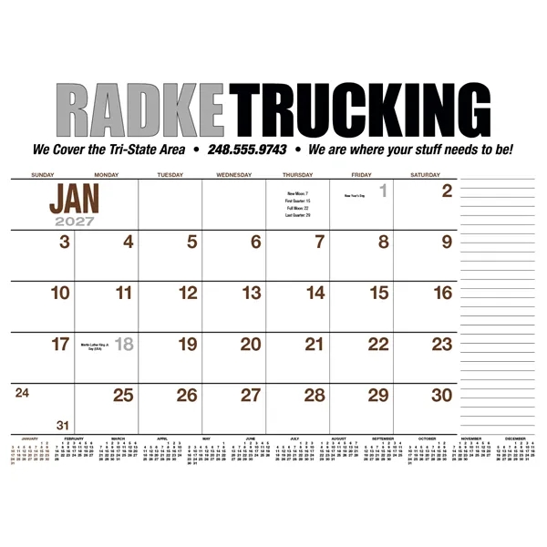 13-Month Desk Pad Calendar... from ASI 40480 Koozie Group / HotLine®