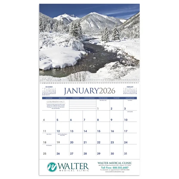 11 x 19 2024 Colorado wall calendar on 70# glossy paper... from ASI 40480 Koozie Group / Norwood Triumph Calendar