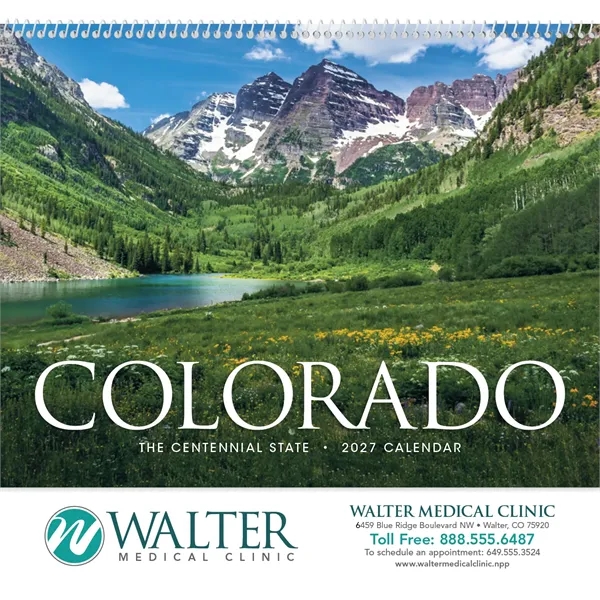 11 x 19 2024 Colorado wall calendar on 70# glossy paper... from ASI 40480 Koozie Group / Norwood Triumph Calendar