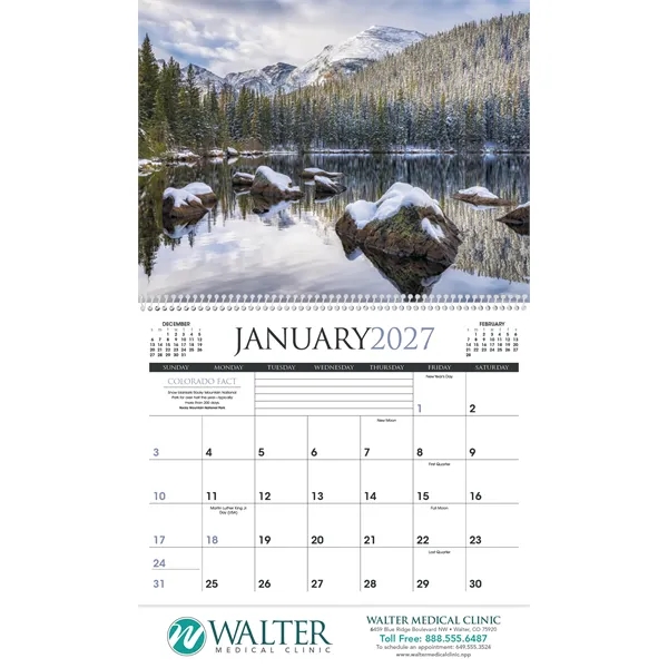 11 x 19 2024 Colorado wall calendar on 70# glossy paper... from ASI 40480 Koozie Group / Norwood Triumph Calendar