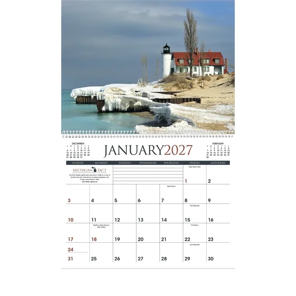 11 x 19 2024 Michigan calendar on 70# glossy paper with... from ASI 40480 Koozie Group / Norwood Triumph Calendar