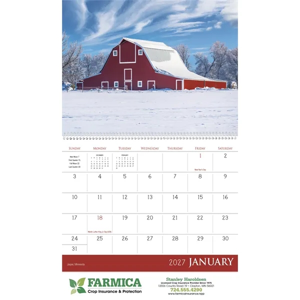 11 x 19 2024 Barns calendar 70# glossy paper with UV-coated... from ASI 40480 Koozie Group / Norwood Triumph Calendar
