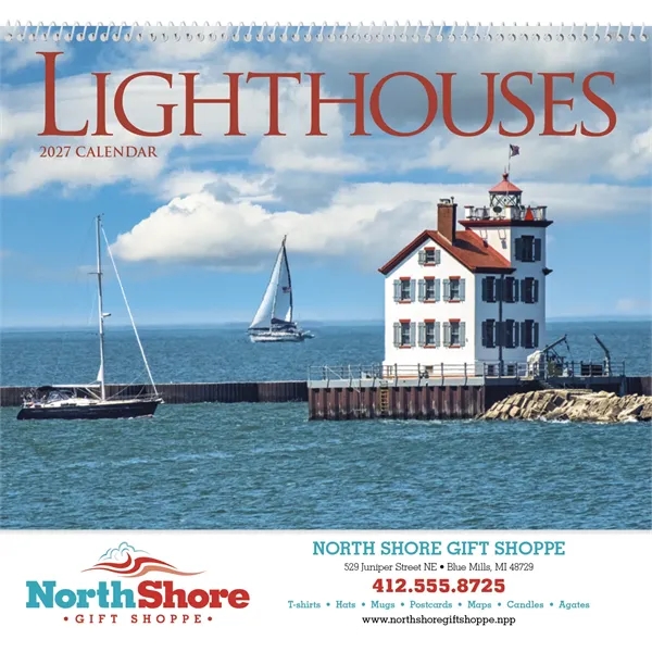 11 x 19 2024 Lighthouses calendar on 70# glossy paper and... from ASI 40480 Koozie Group / Norwood Triumph Calendar