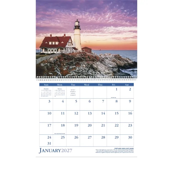 11 x 19 2024 Lighthouses calendar on 70# glossy paper and... from ASI 40480 Koozie Group / Norwood Triumph Calendar