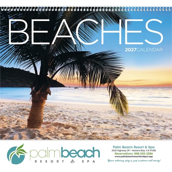 11 x 19 2024 Beaches calendar on 70# glossy paper with... from ASI 40480 Koozie Group / Norwood Triumph Calendar