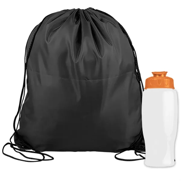 Drawstring backpack in a bottle combo kit.... from ASI 40480 Koozie Group