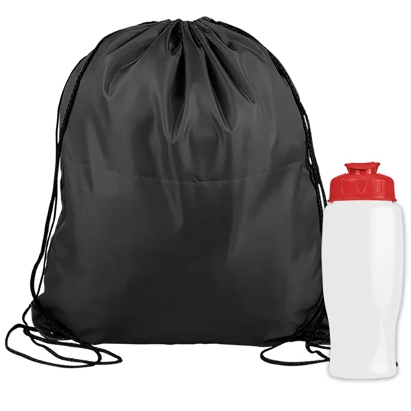 Drawstring backpack in a bottle combo kit.... from ASI 40480 Koozie Group