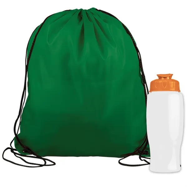 Drawstring backpack in a bottle combo kit.... from ASI 40480 Koozie Group