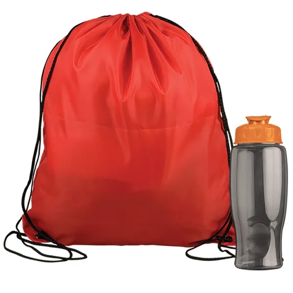 Drawstring backpack in a bottle combo kit.... from ASI 40480 Koozie Group