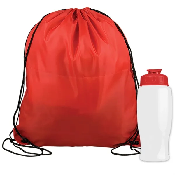 Drawstring backpack in a bottle combo kit.... from ASI 40480 Koozie Group