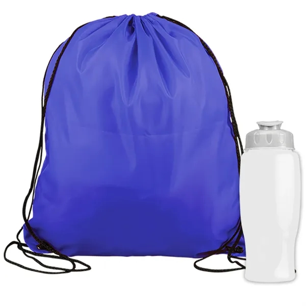 Drawstring backpack in a bottle combo kit.... from ASI 40480 Koozie Group