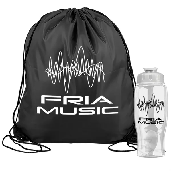 Drawstring backpack in a bottle combo kit.... from ASI 40480 Koozie Group