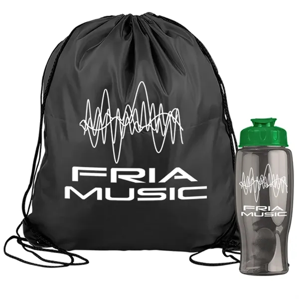 Drawstring backpack in a bottle combo kit.... from ASI 40480 Koozie Group
