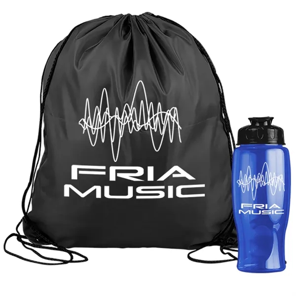 Drawstring backpack in a bottle combo kit.... from ASI 40480 Koozie Group