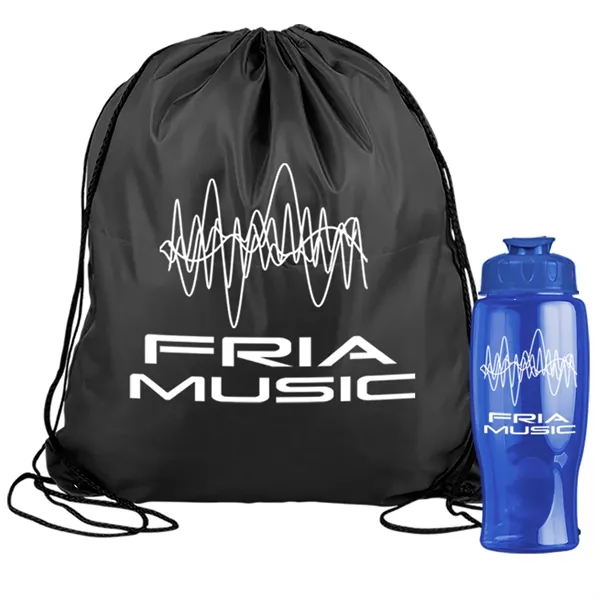 Drawstring backpack in a bottle combo kit.... from ASI 40480 Koozie Group