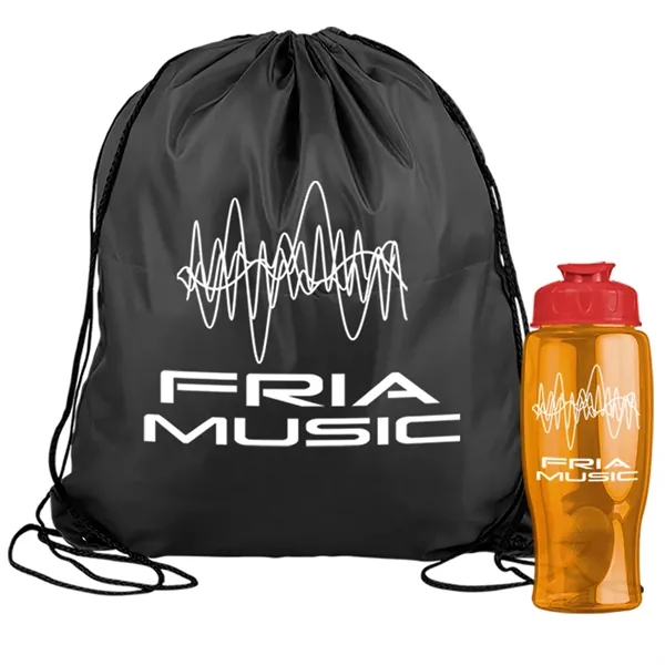 Drawstring backpack in a bottle combo kit.... from ASI 40480 Koozie Group