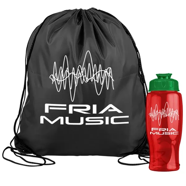 Drawstring backpack in a bottle combo kit.... from ASI 40480 Koozie Group