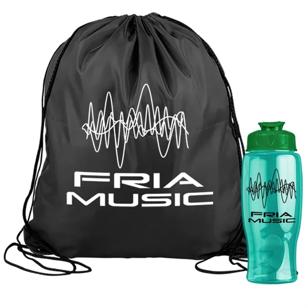 Drawstring backpack in a bottle combo kit.... from ASI 40480 Koozie Group